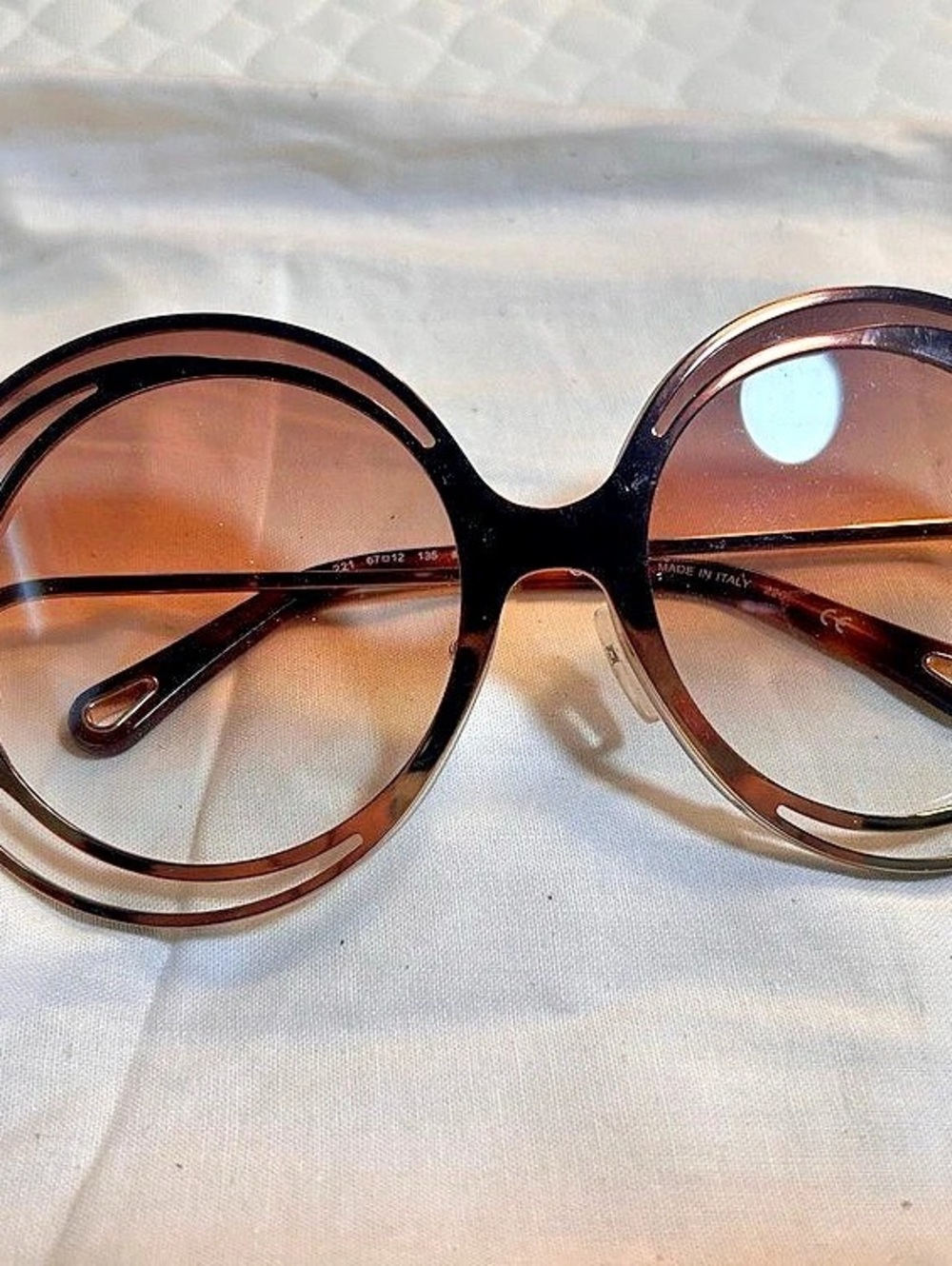 Chloé Carlina Round Sunglasses Brown & Gold